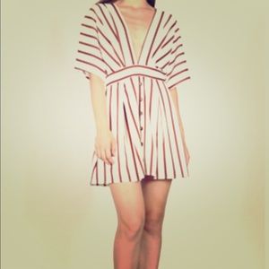 Essue striped deep V front/back dress